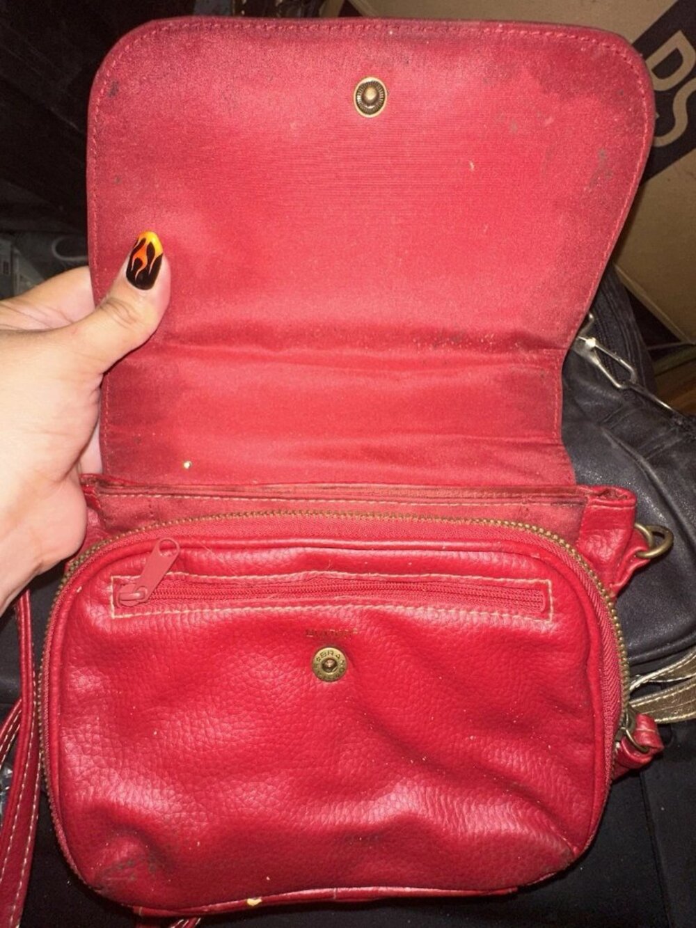 Red Faux Leather Crossbody Bag